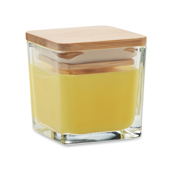 Bougie végétale parfumée en verre et bambou Pila 50 g_Jaune