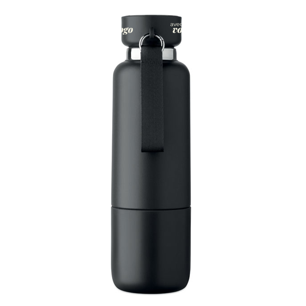 Bouteille isotherme personnalisée en inox recyclé avec lanyard Noeka 500 mL_03