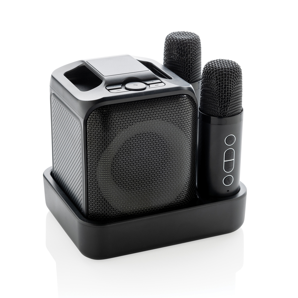 Set de karaoké avec double micro en plastique recyclé certifié SingVibe_Noir