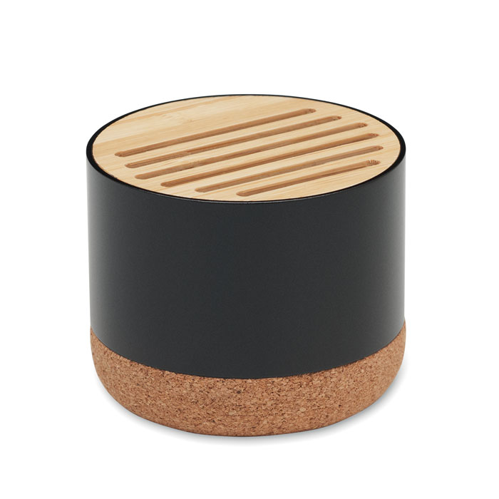 Enceinte nomade en alu recyclé, liège et bambou Rumba 3W_Noir