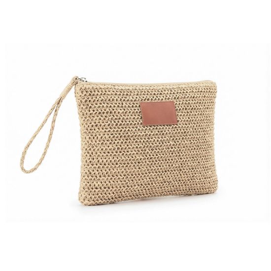 Pochette multi-usages personnalisée en papier tressé Sully_Naturel