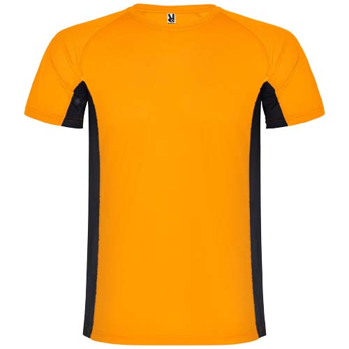 T-shirt de sport homme en polyester certifié Shanghai 140 g_Orange fluo/Noir
