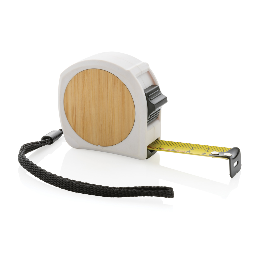 Mètre ruban en plastique recyclé et bambou certifiés Tinker 5 m_Blanc