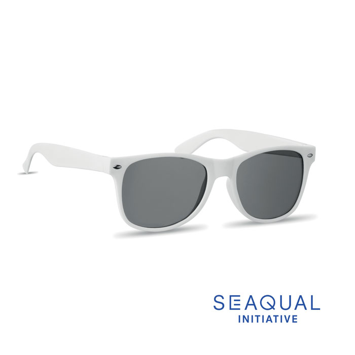 Lunettes de soleil personnalisées en plastique recyclé Soblue_Blanc