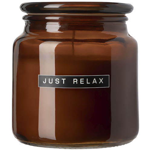 Bougie végétale parfumée en verre Let's Get Cozy Wellmark 650 g_Ambre chiné