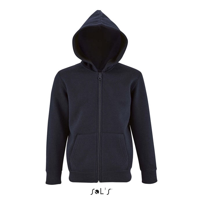 Sweat zippé à capuche enfant en coton et polyester certifiés Stone 260 g_French marine