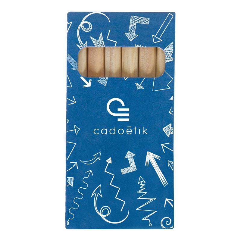 Étui de 6 crayons de couleur publicitaires Eco 8,7 cm - Goodies enfant