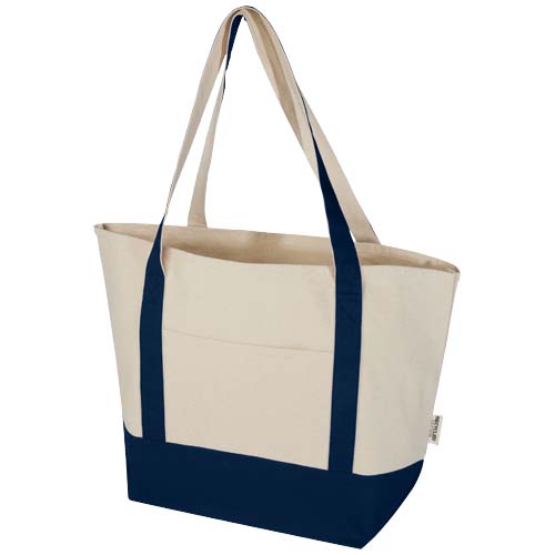 Sac shopping en coton recyclé certifié Sam 320 g_Marine/Naturel