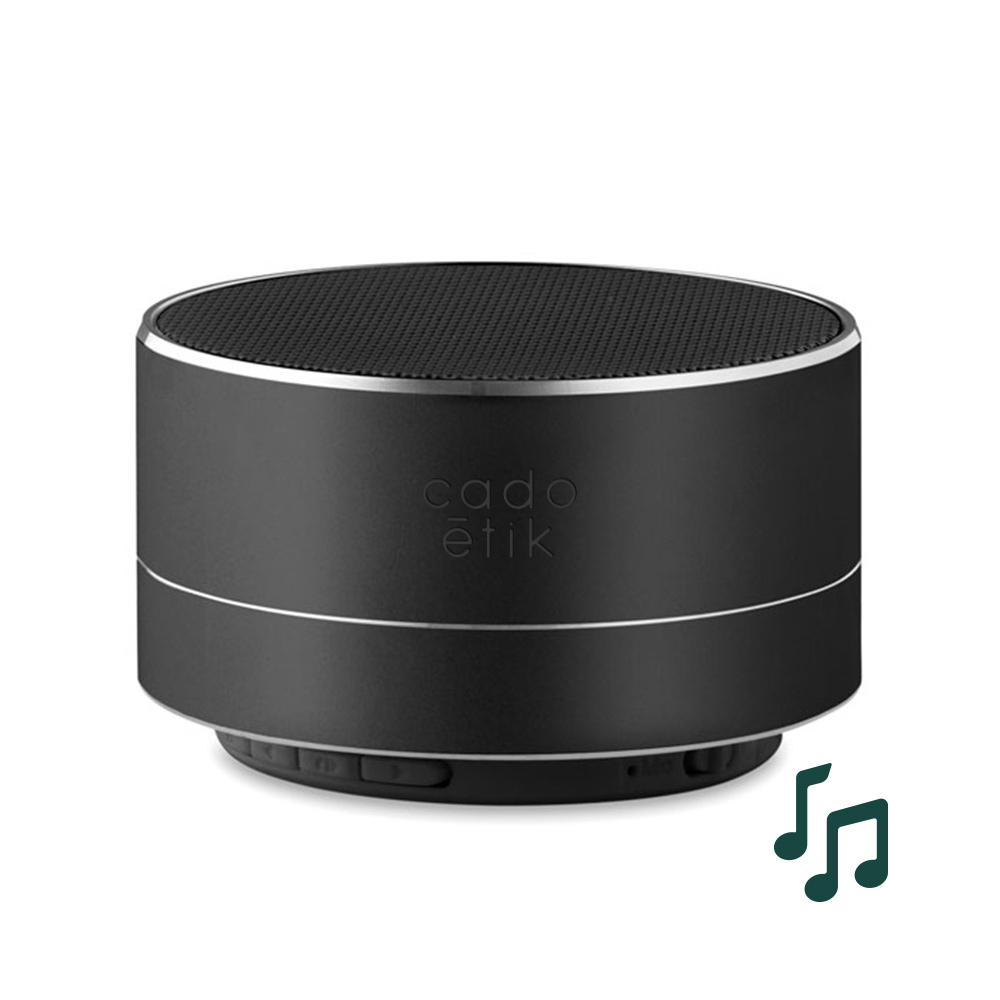 Cadeau publicitaire - Haut-parleur Bluetooth® personnalisé rond Sound - noir