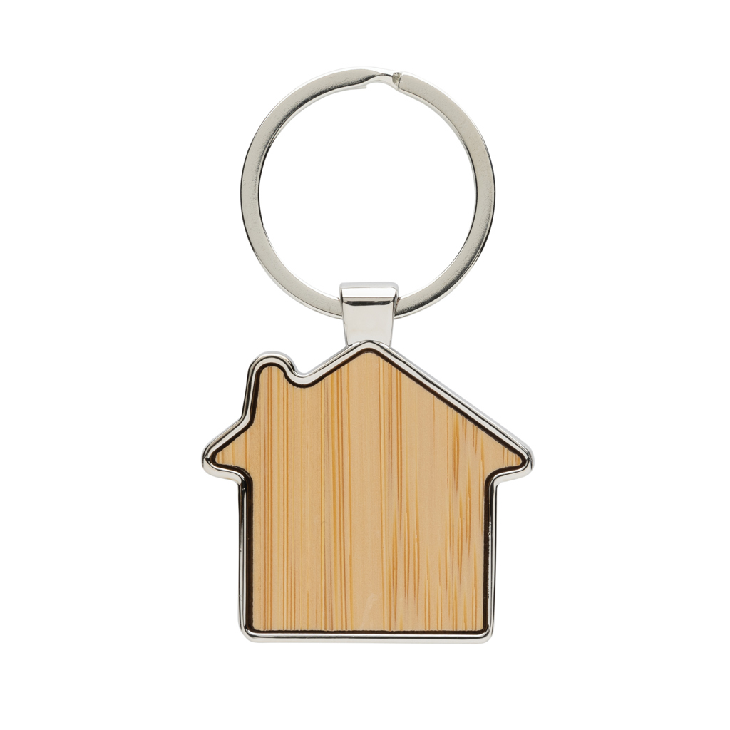 Porte-clés maison en bambou et zinc recyclé certifié Homky_Argent