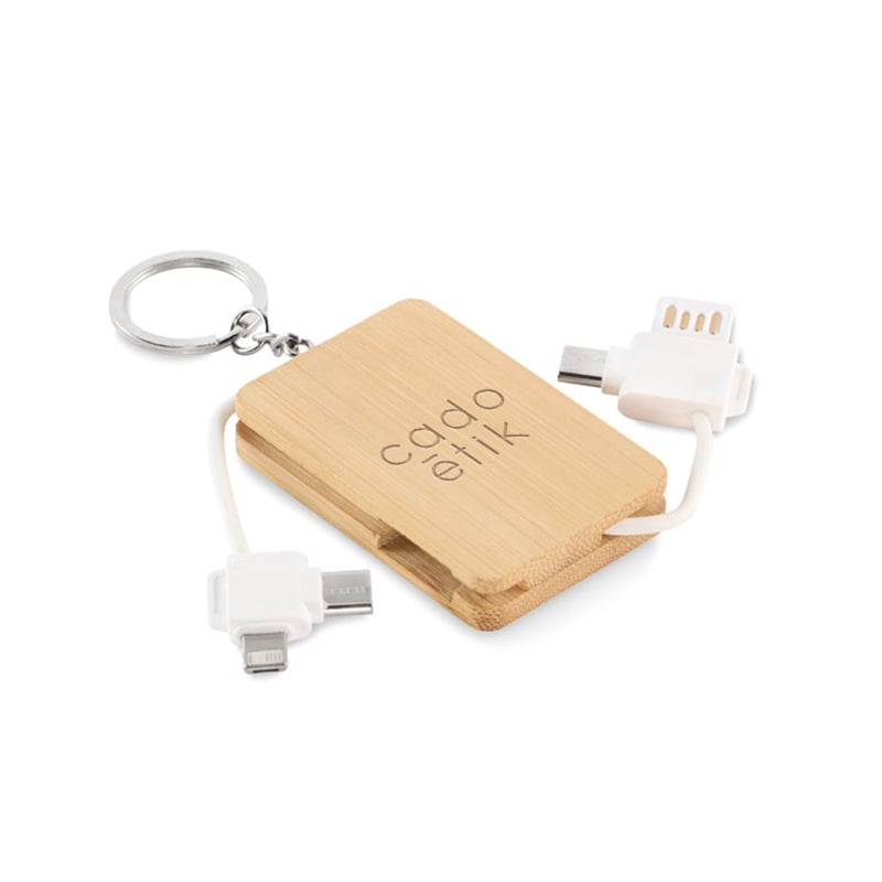 Câble de charge porte-clés en bambou 3-en-1 Bupow_01