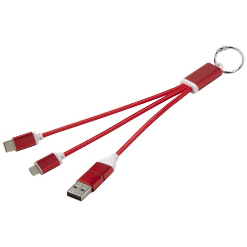 Câble de charge 4-en-1 en alu recyclé Metal_Rouge