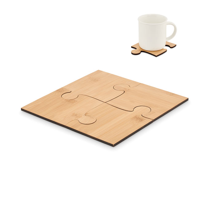Set de 4 sous verres puzzle en bambou Lepy_Bois