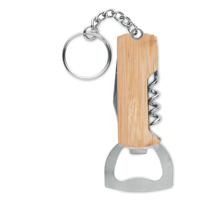 Porte-clés décapsuleur 3-en-1 en bambou Allin1_01