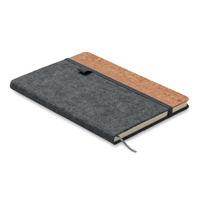 Carnet A5 en liège et feutre recyclé rPET Corkbook_Gris pierre
