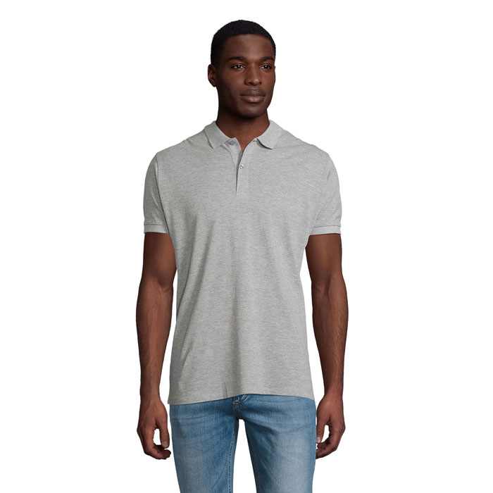 Polo homme en coton bio certifié Planet 170 g_Gris chiné II