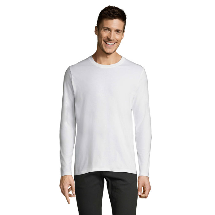 T-shirt homme à manches longues en coton certifié Imperial 190 g_Blanc
