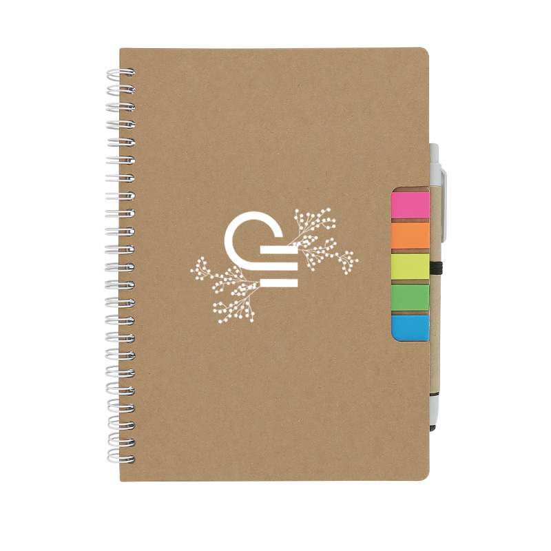 Goodies originaux - Carnet publicitaire A5 et stylo en carton recyclé Véra