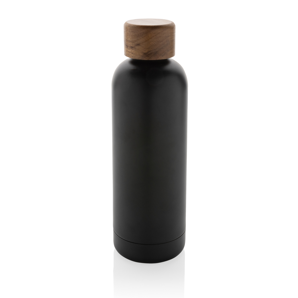 Gourde isotherme en inox recyclé certifié Wood 500 mL_Noir