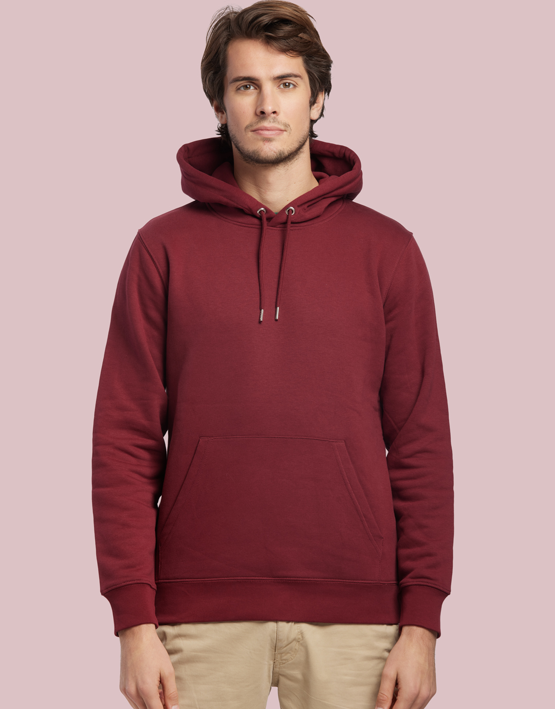 Sweat à capuche unisexe en coton bio certifié Rousseau 350 g_Bordeaux