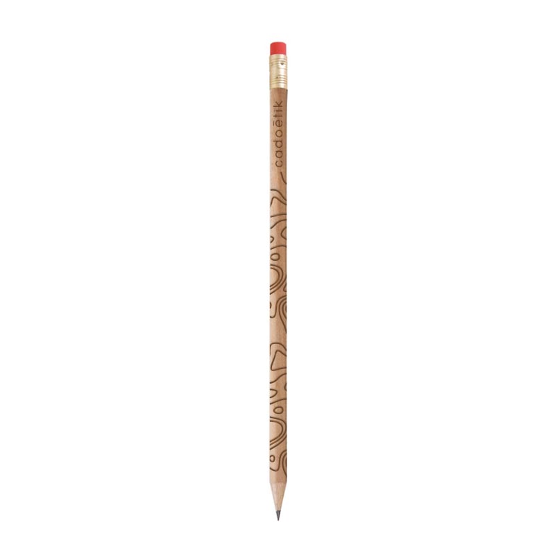 Crayon à papier publicitaire avec gravure et bout gomme Prestige Naturel