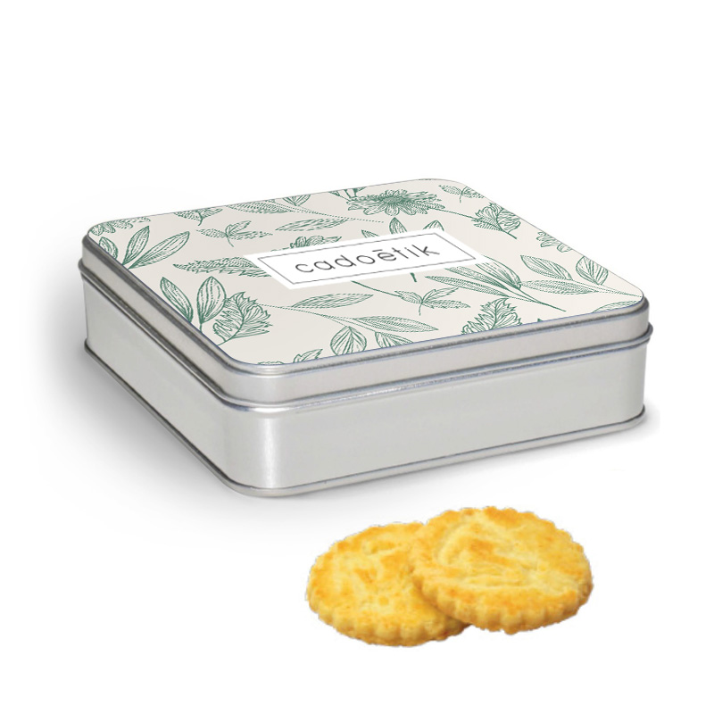 Boîte carrée personnalisable avec galettes pur beurre motif