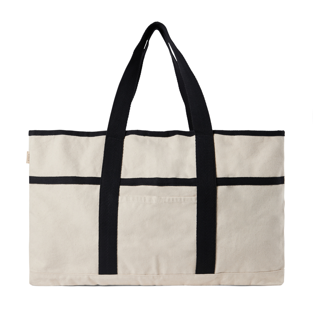 Sac de plage en coton et polyester recyclés Vinga Volonne _Blanc cassé