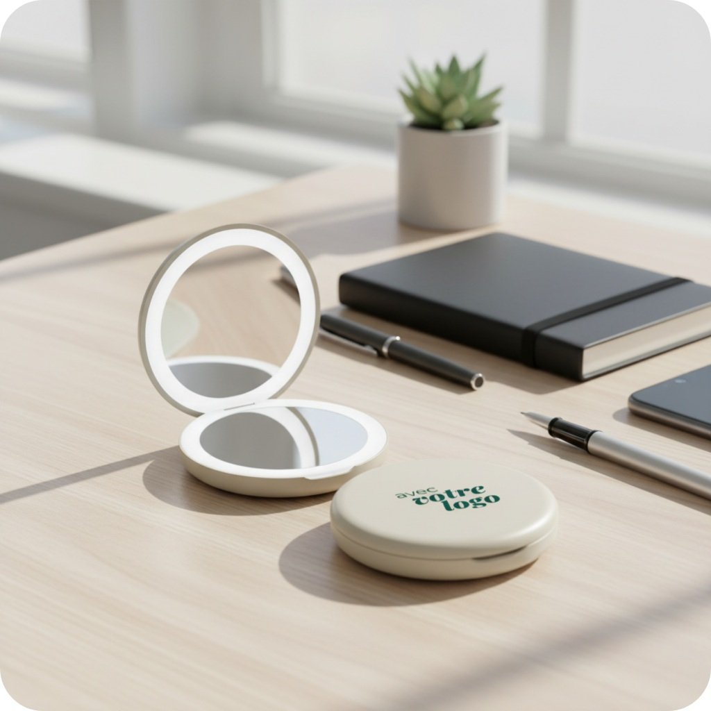 Miroir de poche avec LED en plastique recyclé certifié Lumora_00