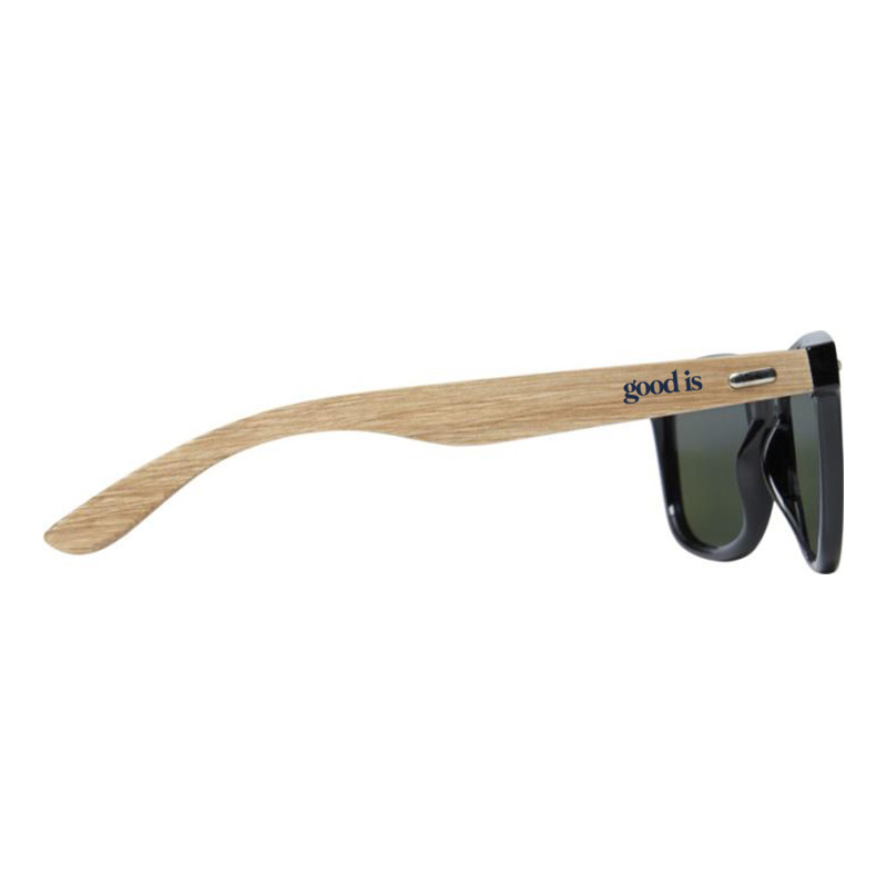 Lunettes de soleil miroir en plastique recyclé rPET et bois Hiru_02
