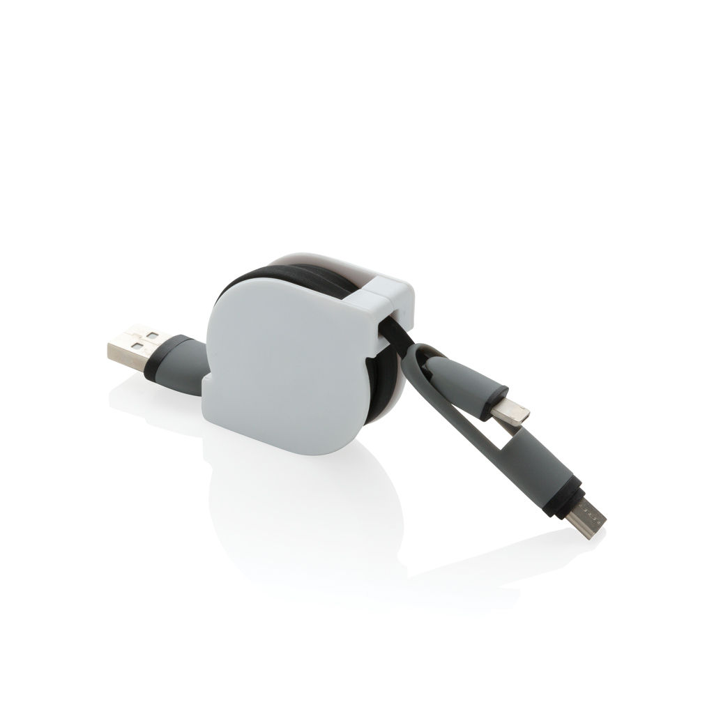 Câble de charge rapide rétractable 3 en 1 Akly 18 W_Noir