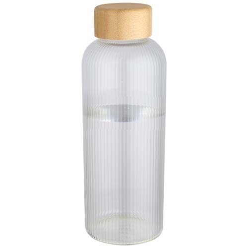 Bouteille en verre publicitaire et bouchon en bambou Mirage 650 mL_Translucide