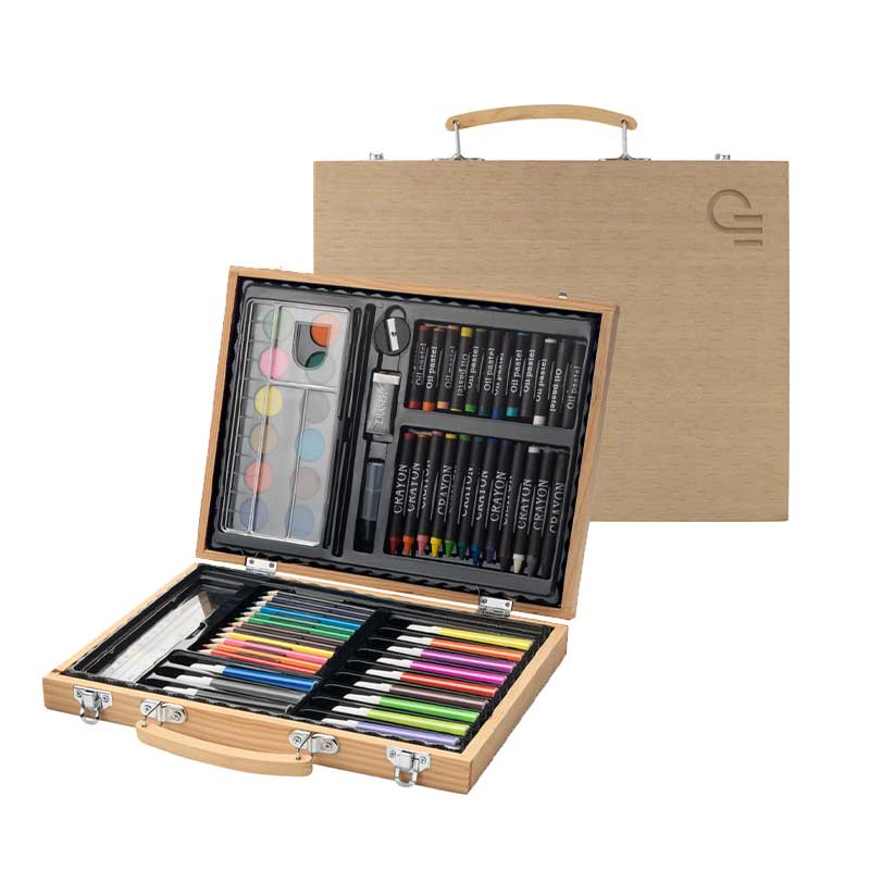 Boîte de crayons de couleur publicitaires Whiz avec feutres et peinture - coffret en bois