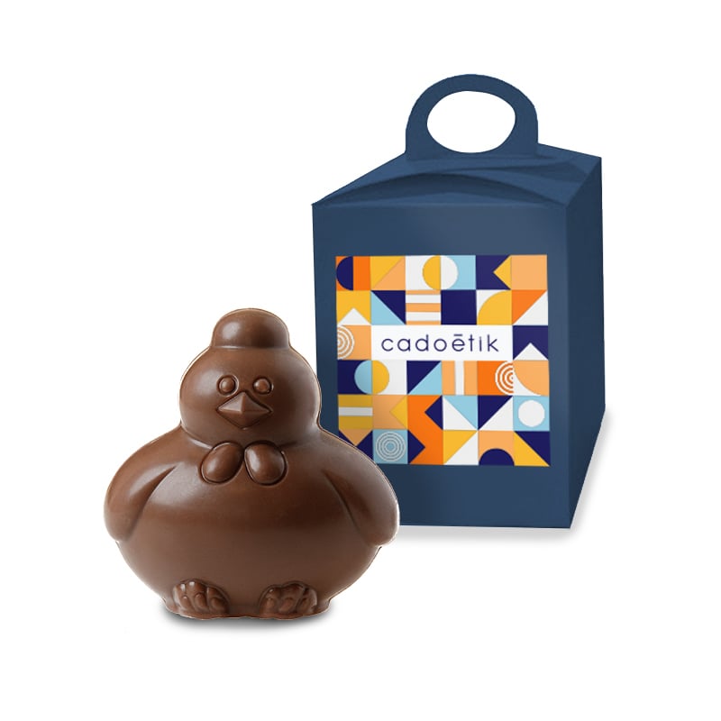 Chocolat publicitaire - Poule en chocolat bio noir ou lait 30 g_1