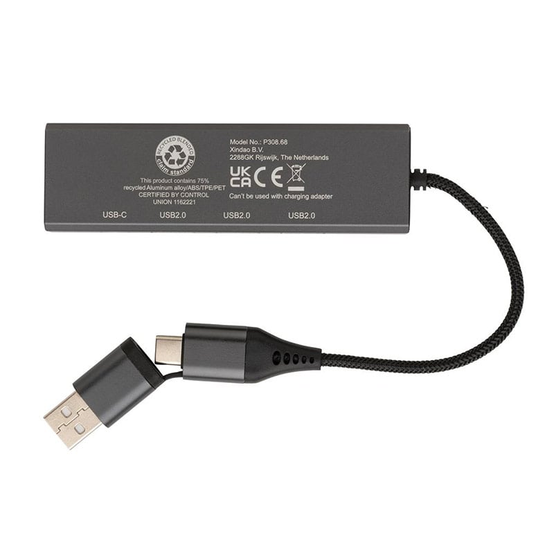 Hub avec 3 ports USB en aluminium recyclé certifié Terra_02