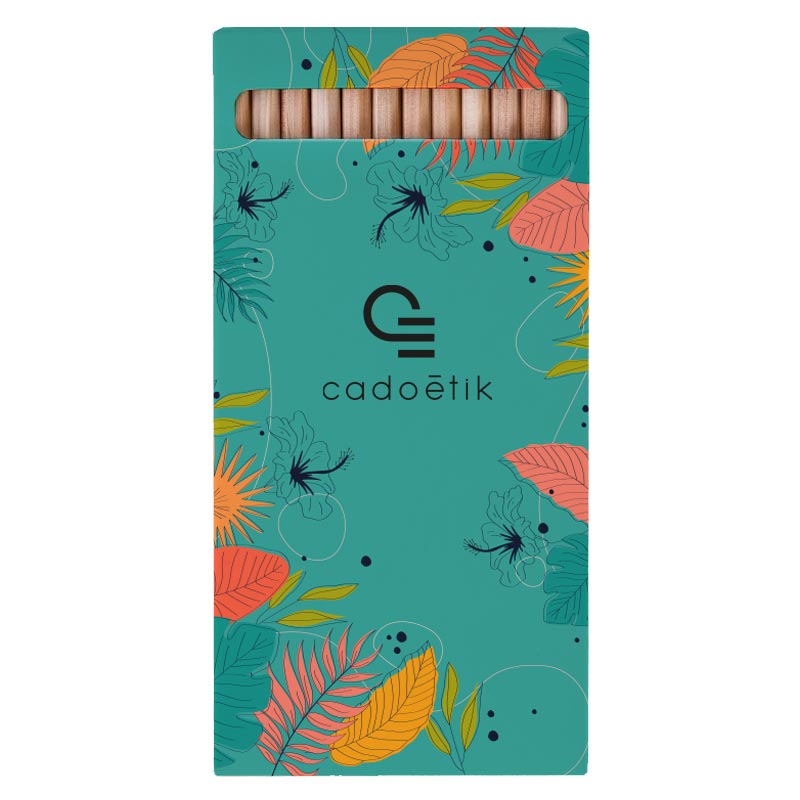Etui 12 crayons de couleurs publicitaires Eco