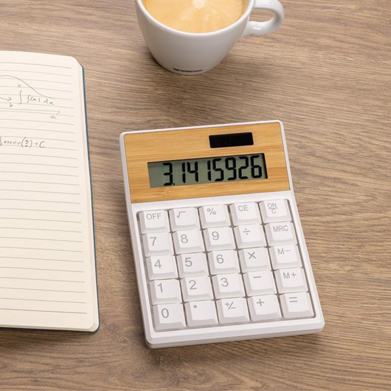 Calculatrice solaire en plastique recyclé et bambou certifiés Utah_04