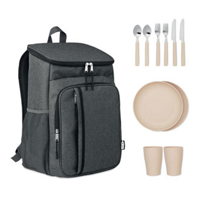 Sac à dos pique-nique 2 personnes en polyester recyclé rPET Montecool_Noir