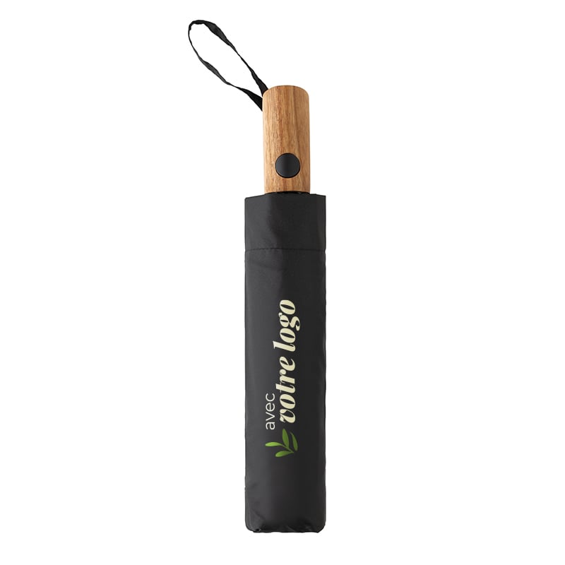 Parapluie pliable 21" en polyester recyclé et bois d'acacia Kaycey_03