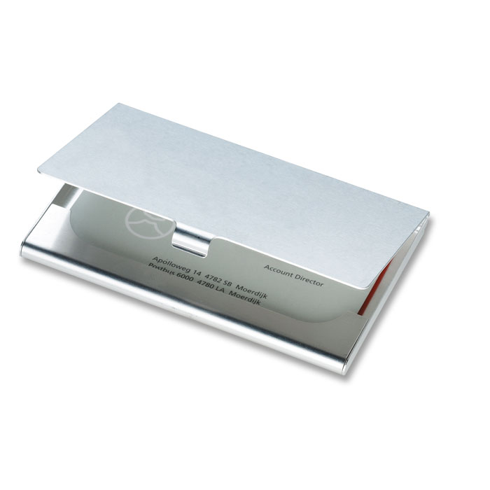 Etui cartes de visite en aluminium Epsom_Argent brillant