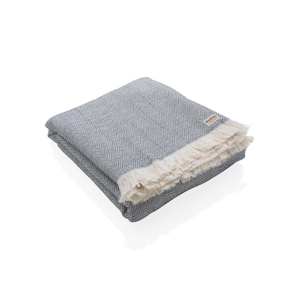 Serviette couverture en coton recyclé Ukiyo Hisako 360 g_Bleu marine