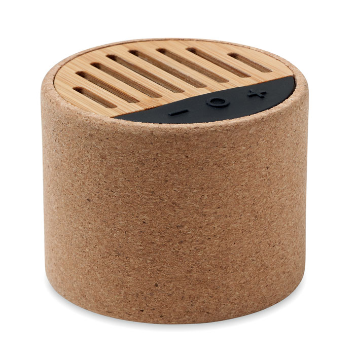 Enceinte nomade en bois et liège Round+_Beige