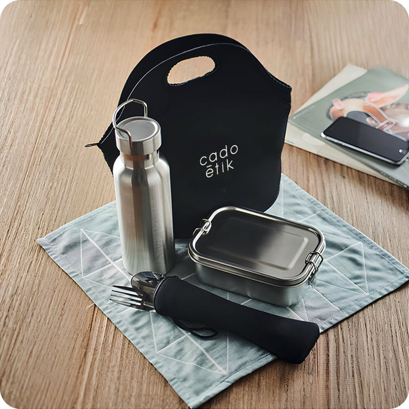 Set à déjeuner avec lunch box en inox Ily_00