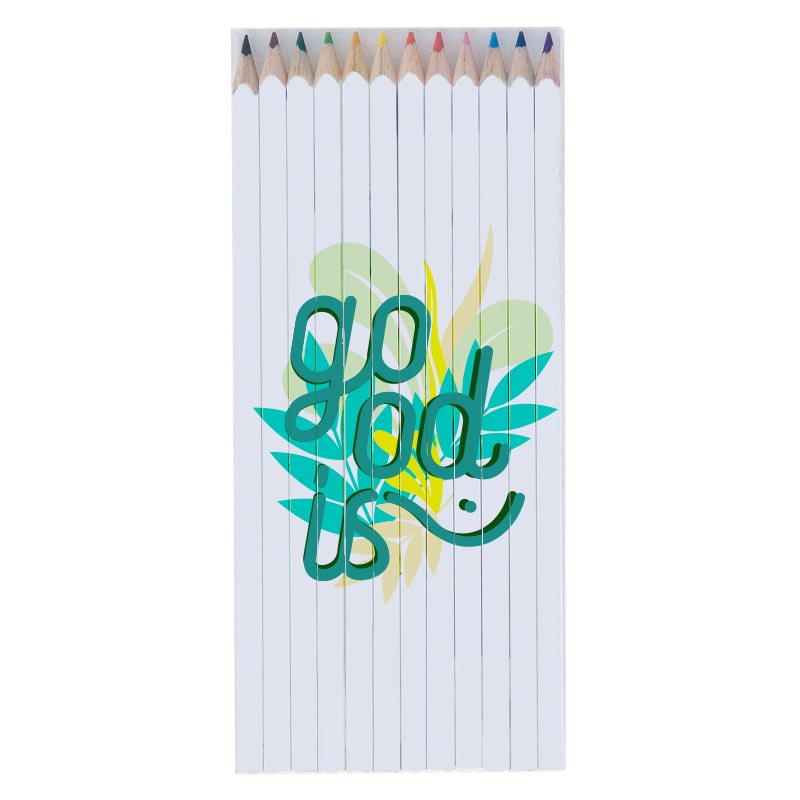 cadeau promotionnel - set crayons de couleurs écolos publicitaires marquage quadri Eco 17,6