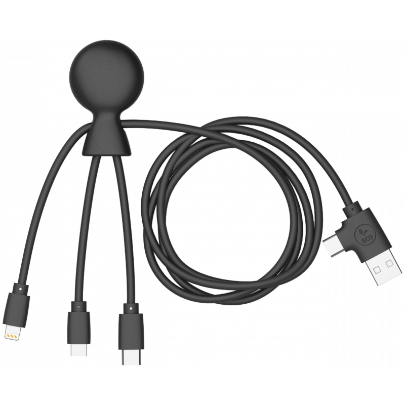 Câble de charge en plastique recyclé certifié Mr Bio Long_Noir