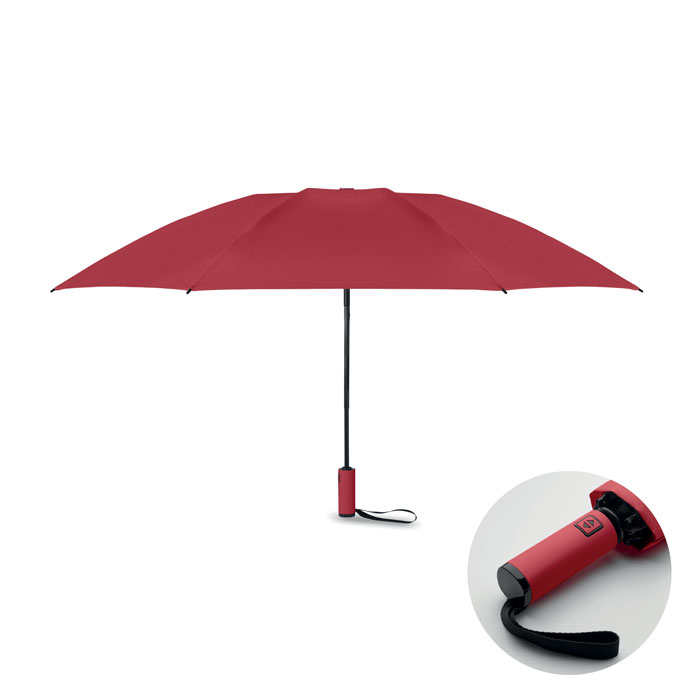 Parapluie pliable personnalisé en polyester rPET Agumbe 23"_Bordeaux