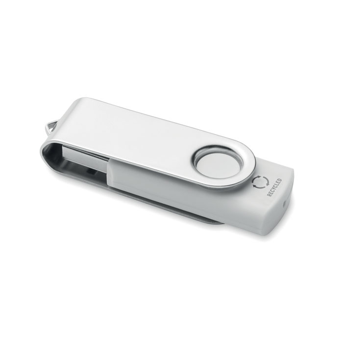 Clé USB en plastique recyclé Techmate rabs_Blanc