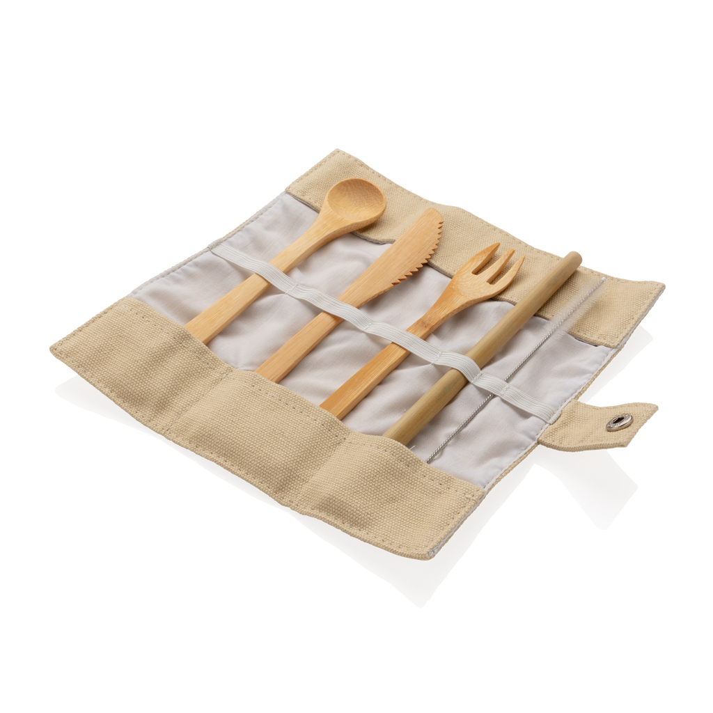 Set de couverts en bambou Picwood_Blanc