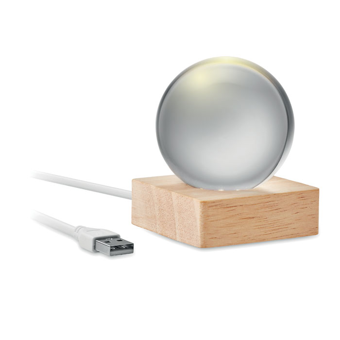 Lampe veilleuse rechargeable en verre et bois Light_Bois