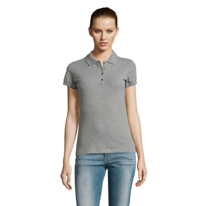 Polo femme en coton certifié Passion 170 g_Gris chiné II