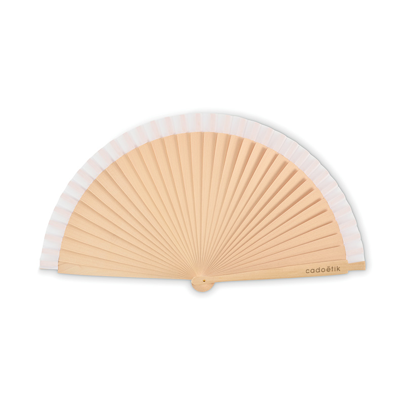 Éventail personnalisé en bois et tissu Woodfan_01